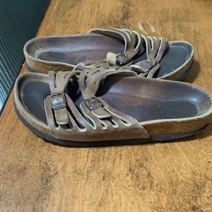 Well worn Birkenstock size 38 sandals